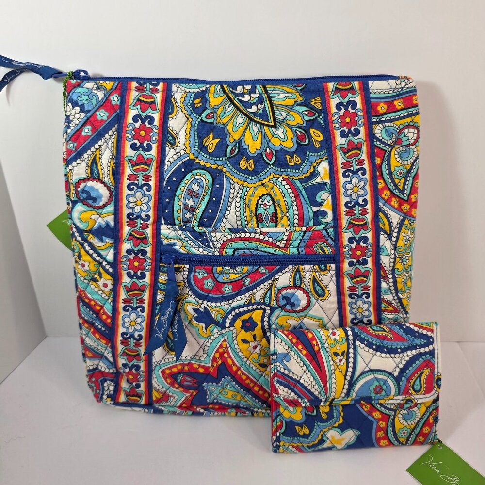 Vera Bradley Marina Paisley Hipster Crossbody Bag + Euro Wallet Set NWT